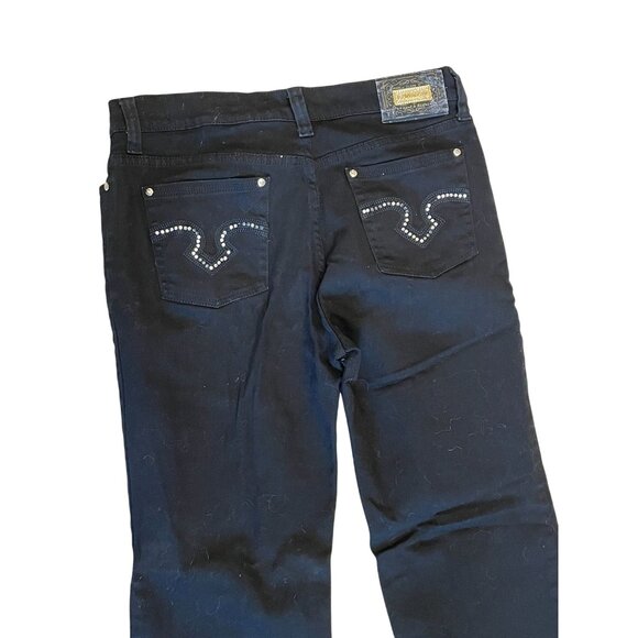 Lawman Western Jeans Bootcut Black Denim Bling 13 (34) Y2K cowgirl country - Picture 6 of 9